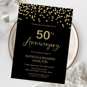 Gold und Schwarz 50. Hochzeitstag Einladung