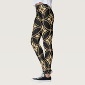 Gold und Schwarz: Abstrakte Blumen Vintag Leggings (Links)