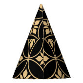 Gold und Schwarz: Abstrakte Blumen Vintag Partyhütchen (Rückseite)