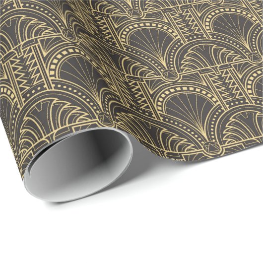Gold und Schwarz Art Deco Geschenkpapier (Rolleneckpunkt)