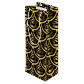Gold und Schwarz | Art Deco Geschenktüte Für Weinflaschen (Rückseite Schrägansicht)