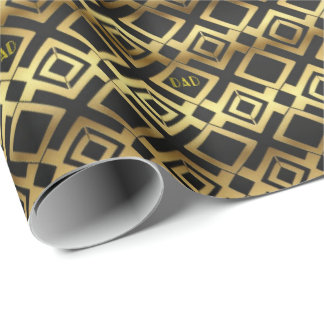 Gold und Schwarz Art Deco Vatertag Geschenkpapier