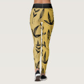 Gold und Schwarz Blätter Chic Moderne Kunst Minima Leggings (Rückseite)