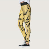 Gold und Schwarz Blätter Chic Moderne Kunst Minima Leggings (Links)
