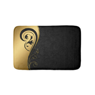 Gold- und Schwarz-Blumen-Design Badematte