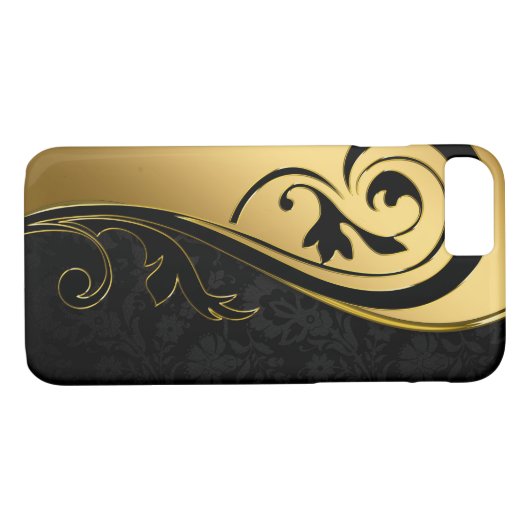 Gold- und Schwarz-Blumen-Design Case-Mate iPhone Hülle (Rückseite (Horizontal))