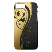 Gold- und Schwarz-Blumen-Design Case-Mate iPhone Hülle (Rückseite)