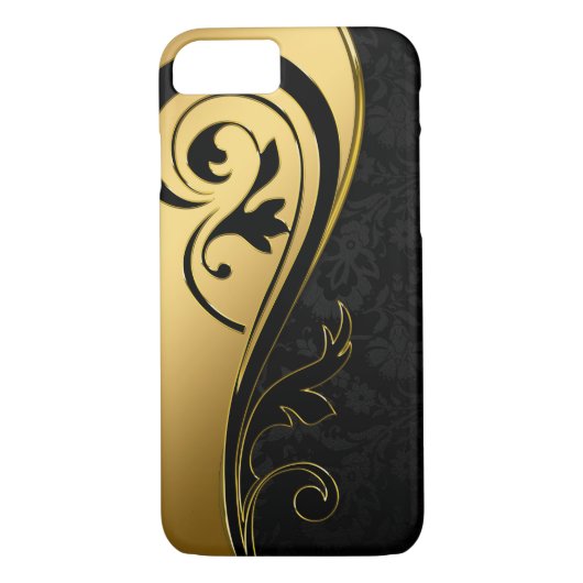 Gold- und Schwarz-Blumen-Design Case-Mate iPhone Hülle (Rückseite)