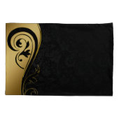 Gold- und Schwarz-Blumen-Design Kissenbezug (Rückseite)