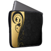 Gold- und Schwarz-Blumen-Design Laptopschutzhülle (Vorne Rechts)