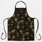 Gold- und Schwarz-Blumen-Design Schürze (Vorderseite)