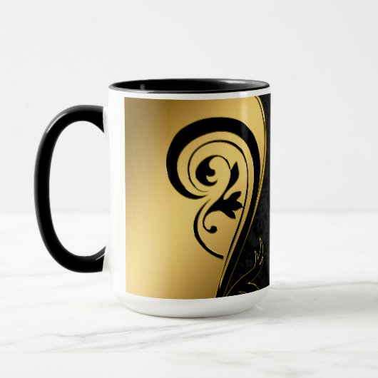 Gold- und Schwarz-Blumen-Design Tasse (Links)