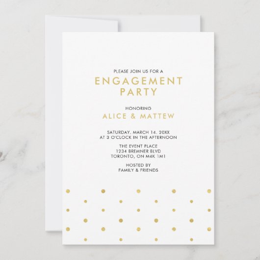 Gold und Schwarz | Chic Modern Engagement Party Einladung (Vorderseite)