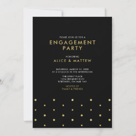 Gold und Schwarz | Chic Modern Engagement Party Einladung