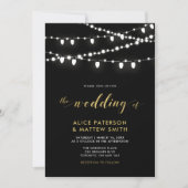 Gold und Schwarz | Chic Modern Wedding Zeremonie I Einladung (Vorderseite)