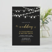 Gold und Schwarz | Chic Modern Wedding Zeremonie I Einladung (Stehend Vorderseite)