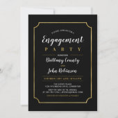 Gold und Schwarz | Classic Wedding Engagement Part Einladung (Vorderseite)