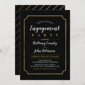 Gold und Schwarz | Classic Wedding Engagement Part Einladung (Vorne/Hinten)