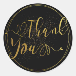 Gold und Schwarz-Dankeschön-Label Runder Aufkleber