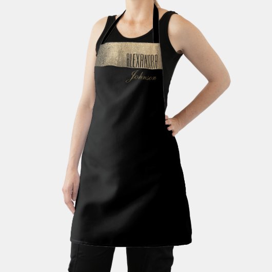 Gold und Schwarz Einfacher Eleganter Name Schürze (InSitu)