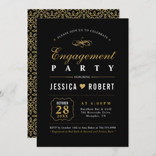 Gold und Schwarz | Einladung einer eleganten Bewer (Vorne/Hinten)