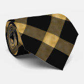 Gold und Schwarz Elegant Kariert Krawatte (Gerollt)