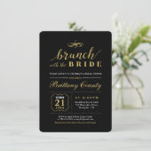 Gold und Schwarz | Elegant Wedding Bridal Brunch Einladung (Stehend Vorderseite)