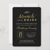 Gold und Schwarz | Elegant Wedding Bridal Brunch Einladung (Vorderseite)