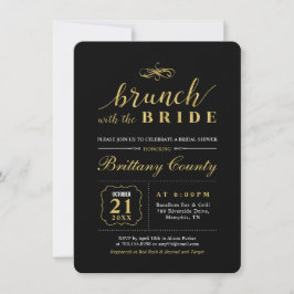 Gold und Schwarz | Elegant Wedding Bridal Brunch Einladung