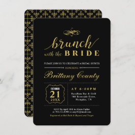 Gold und Schwarz | Elegant Wedding Bridal Brunch Einladung