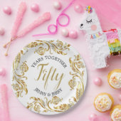 Gold und Schwarz elegante Jubiläumsfolie Pappteller (Party)