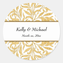 Gold und Schwarz Eleganter Stil - Klassische Hochz Runder Aufkleber