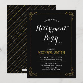Gold und Schwarz | Elegantes Classy Rentirement Pa Einladung