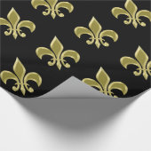 Gold- und Schwarz-Fleur-de-Lis-Papier Geschenkpapier (Ecke)
