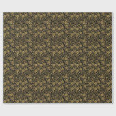 Gold- und Schwarz-Flora-Muster Geschenkpapier (Flach)