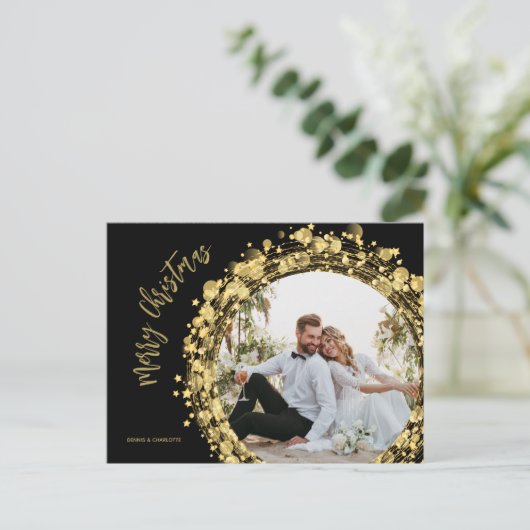 Gold und Schwarz Frohe Weihnachten (Stehend Vorderseite)