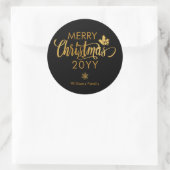 Gold und Schwarz Frohe Weihnachten Custom Holiday Runder Aufkleber (Tasche)