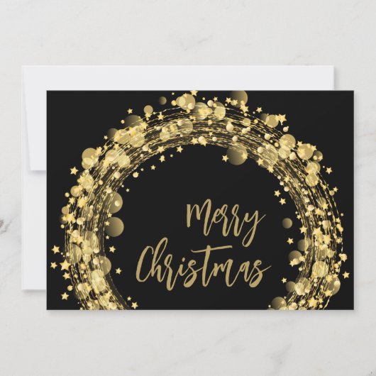 Gold und Schwarz Frohe Weihnachten Karte (Vorderseite)