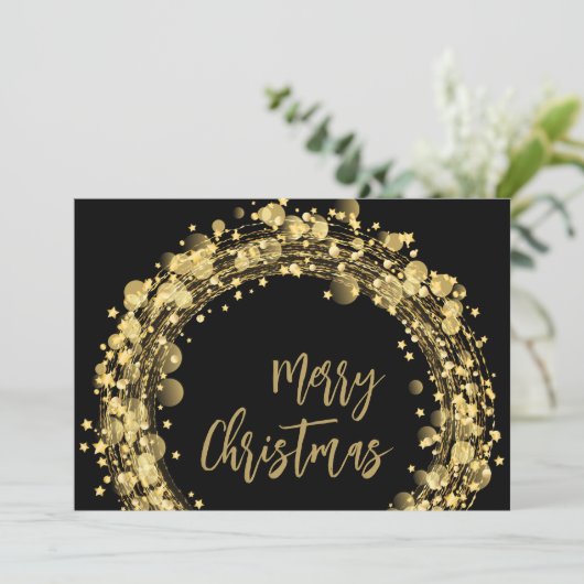 Gold und Schwarz Frohe Weihnachten Karte (Stehend Vorderseite)
