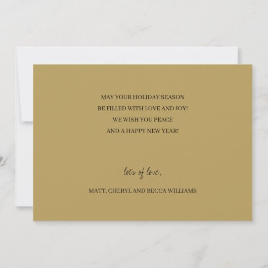 Gold und Schwarz Frohe Weihnachten Karte (Rückseite)