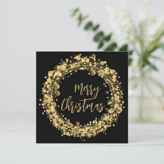Gold und Schwarz Frohe Weihnachtsgrüße Karte (Stehend Vorderseite)