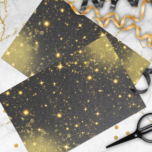 Gold und Schwarz Funkelnd Bling Festive Luxus Glam Seidenpapier