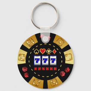 GOLD UND SCHWARZ GAMING POKER CHIP SCHLÜSSELANHÄNGER