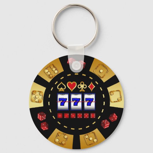 GOLD UND SCHWARZ GAMING POKER CHIP SCHLÜSSELANHÄNGER (Vorderseite)