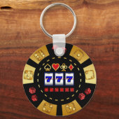 GOLD UND SCHWARZ GAMING POKER CHIP SCHLÜSSELANHÄNGER (Vorderseite)