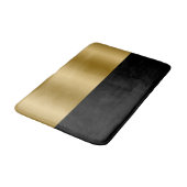 Gold- und Schwarz geometrisches Design Monogramm Badematte (Schrägansicht)