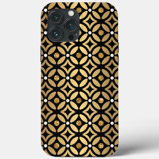 Gold und Schwarz Geometrisches Muster Case-Mate iPhone Hülle (Rückseite)