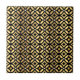 Gold und Schwarz Geometrisches Muster Fliese