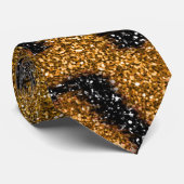 Gold-und Schwarz-Girly Glitzercheetah-Druck Krawatte (Gerollt)