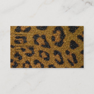 Gold-und Schwarz-Girly Glitzercheetah-Druck Visitenkarte